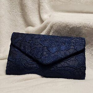 NWT UBORSE Navy blue Lace Satin Evening Bag Clutch Purse